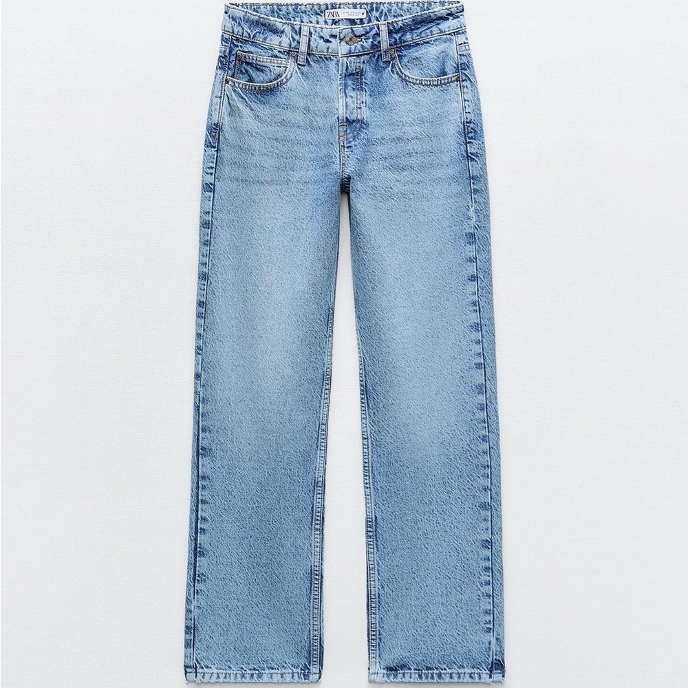 Zara Mid Rise Straight Leg Jeans